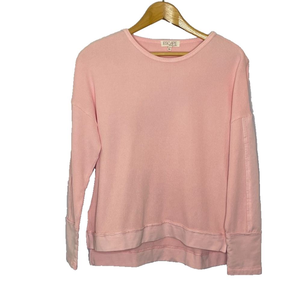 Women's Small Escape Habitat Waffle Knit Light Pink Long Sleeve Cotton Thermal